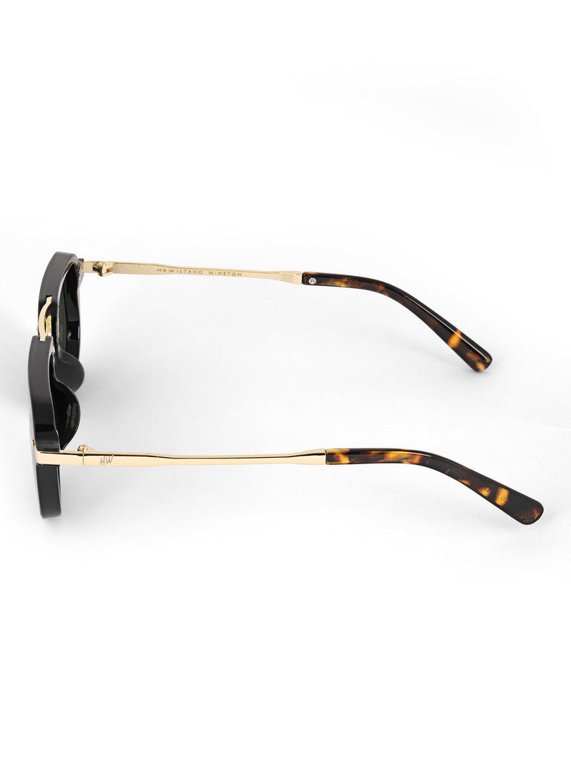 Gold green metal wayfarer sunglasses