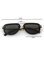 Gold green metal wayfarer sunglasses