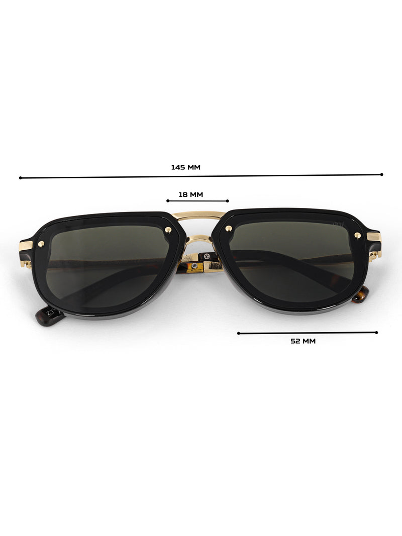 Gold green metal wayfarer sunglasses