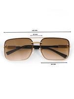 Gold brown metal wayfarer mens sunglasses