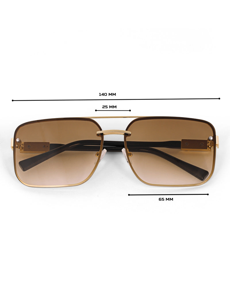 Gold brown metal wayfarer mens sunglasses