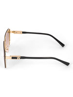 Gold brown metal wayfarer mens sunglasses