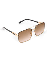 Gold brown metal wayfarer mens sunglasses