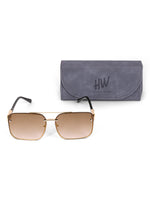 Gold brown metal wayfarer mens sunglasses