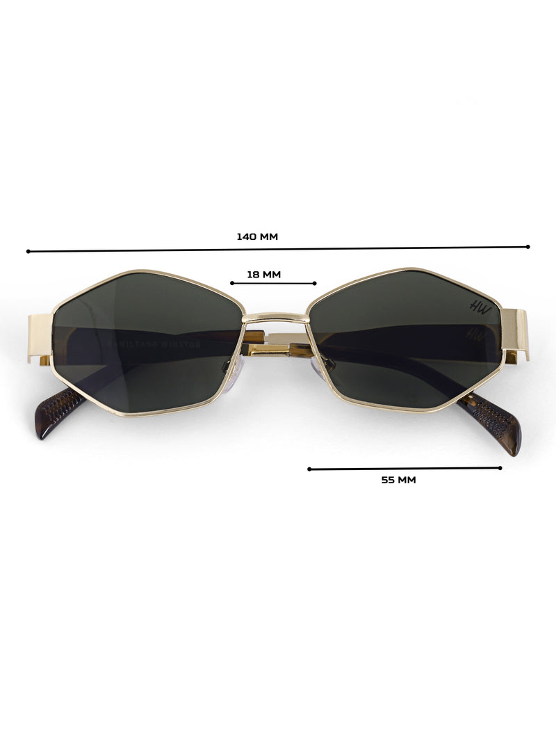 Womens hexagon green sunglasses