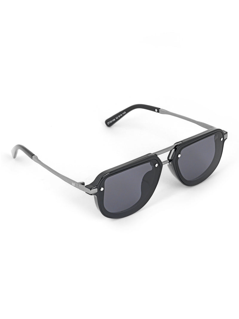 Silver black metal mens sunglasses