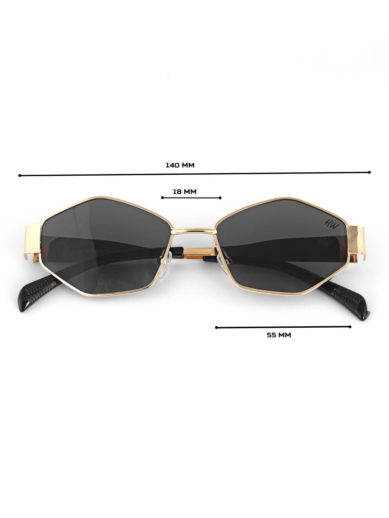 Black womens hexagon sunglasses