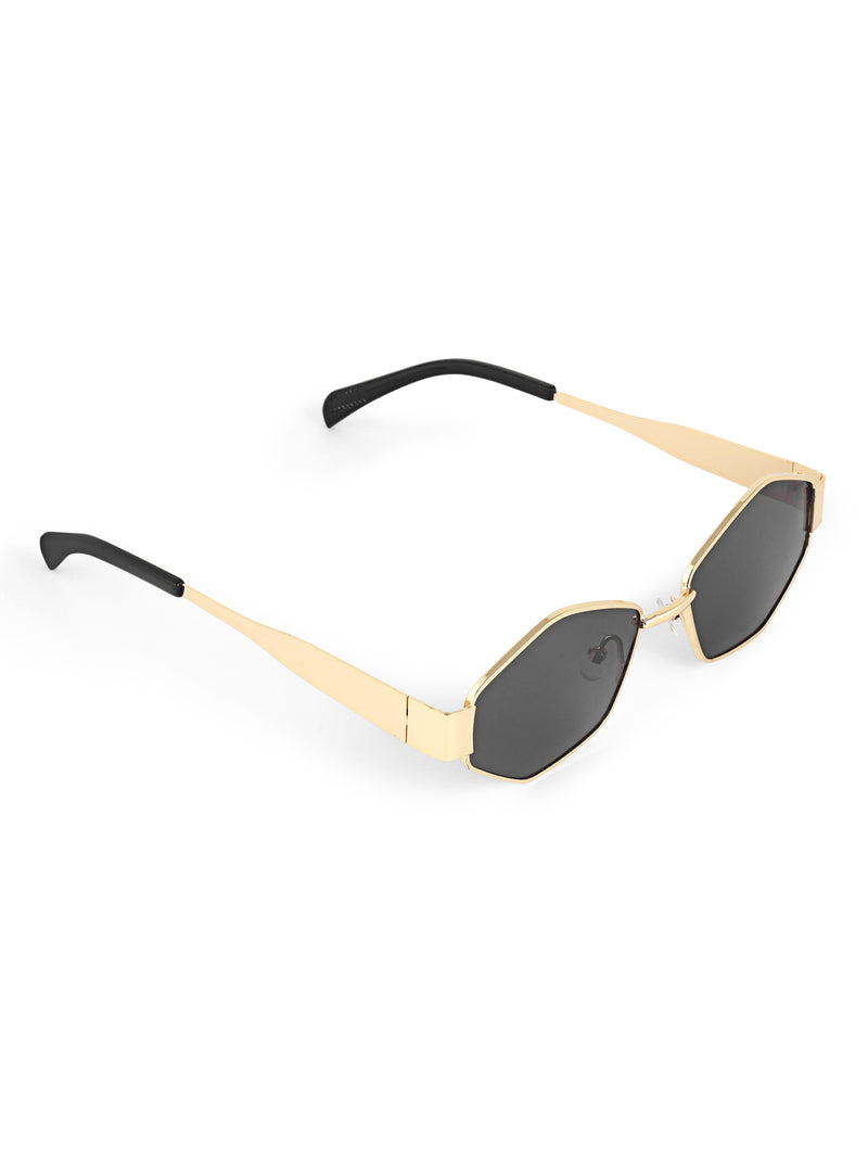 Black womens hexagon sunglasses