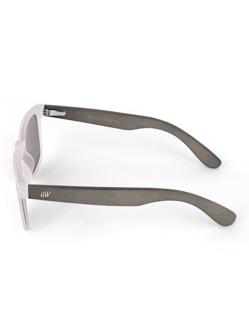 Transparent blue reflector wayfarer sunglasses
