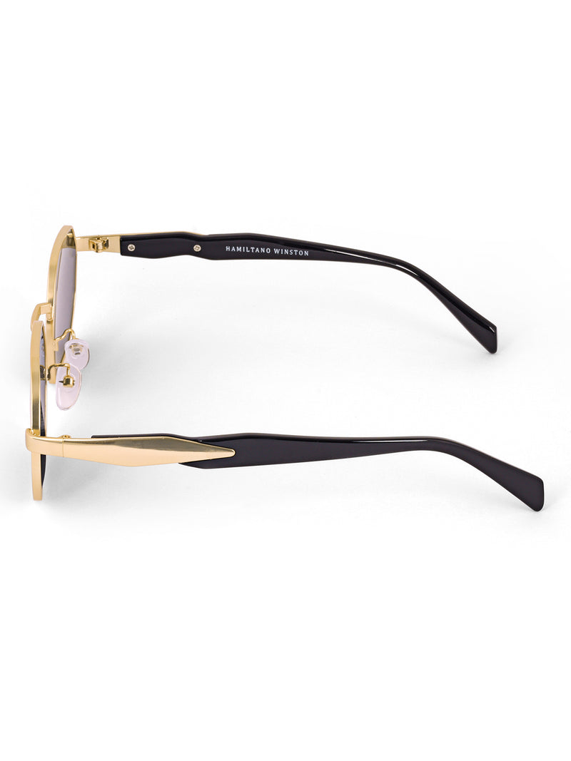 Gold black hexagon mens sunglasses