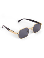 Gold black hexagon mens sunglasses