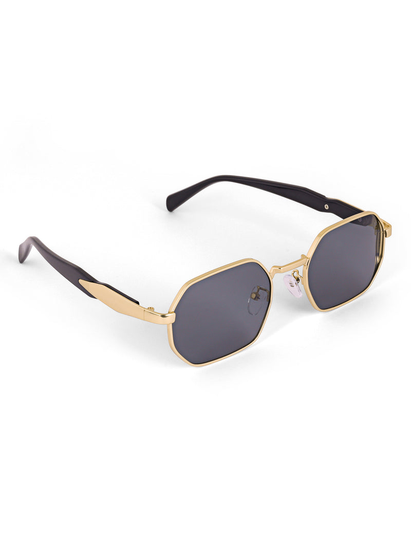 Gold black hexagon mens sunglasses