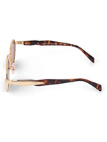 Brown gold hexagon mens sunglasses