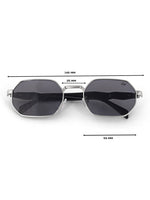 Silver black metal hexagon mens sunglasses