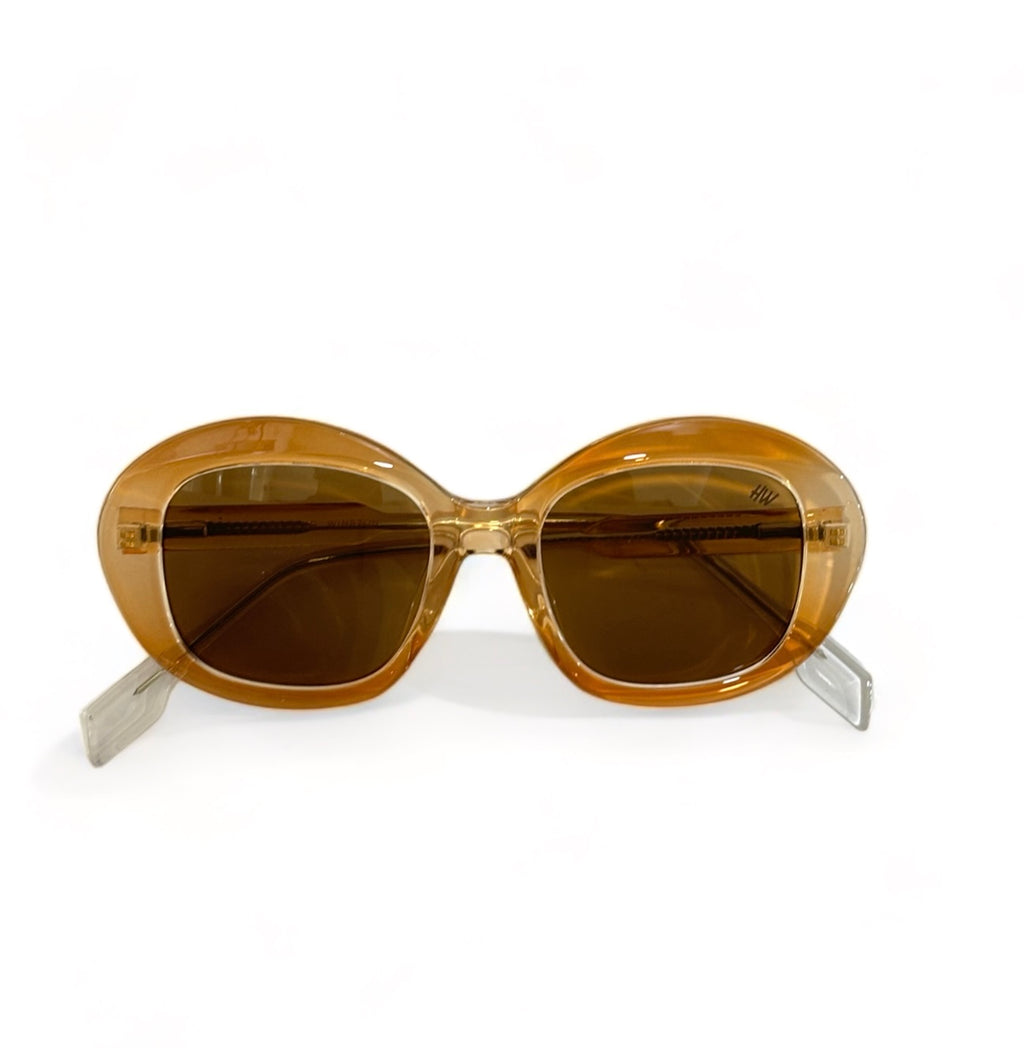 Women UV Protected Oversize Cat Eye Sunglasses Brown