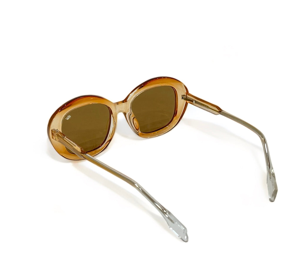 Women UV Protected Oversize Cat Eye Sunglasses Brown