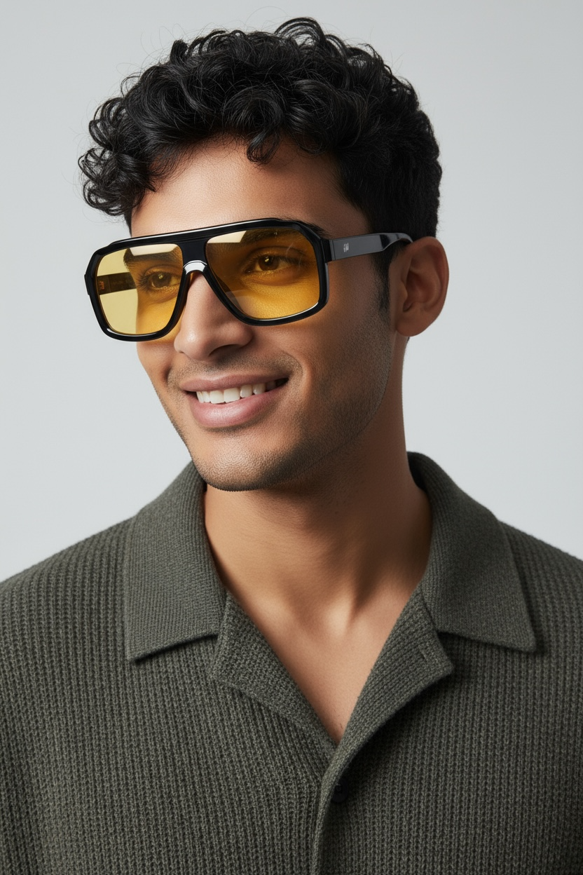 Men's Classic Yellow Wayfarer Sunglasses