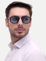 Blue metal wayfarer mens sunglasses