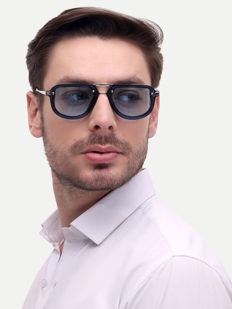 Blue metal wayfarer mens sunglasses