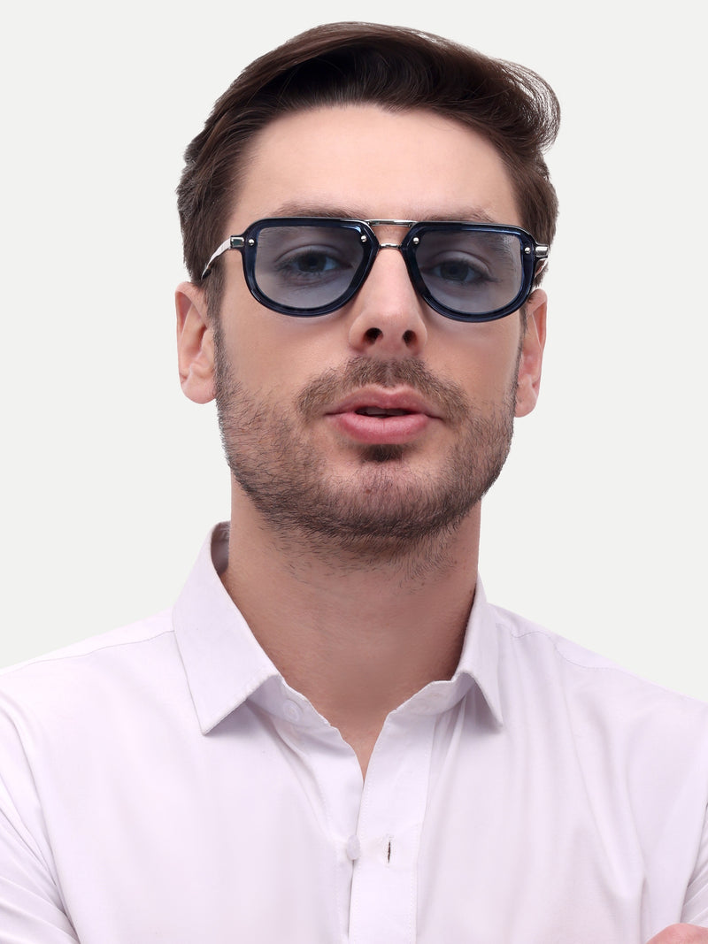 Blue metal wayfarer mens sunglasses