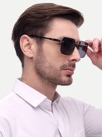 Gold black metal wayfarer mens sunglasses
