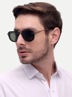 Gold green metal wayfarer sunglasses
