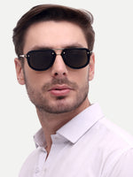 Gold green metal wayfarer sunglasses
