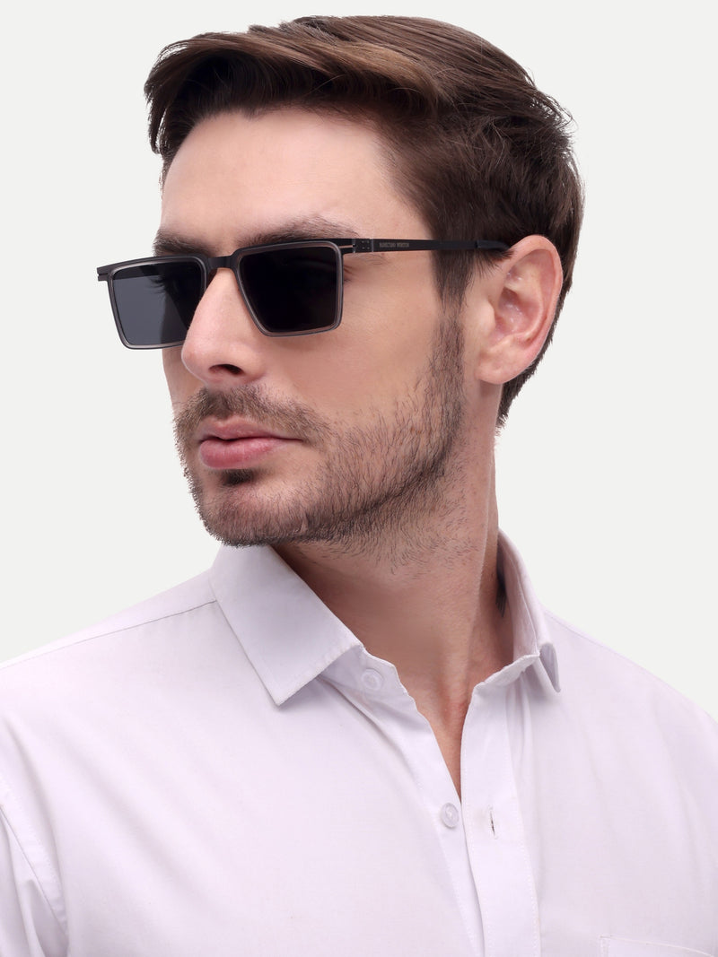 Grey black mens wayfarer sunglasses