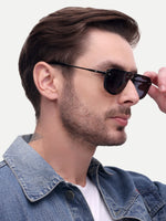 Silver black metal mens sunglasses