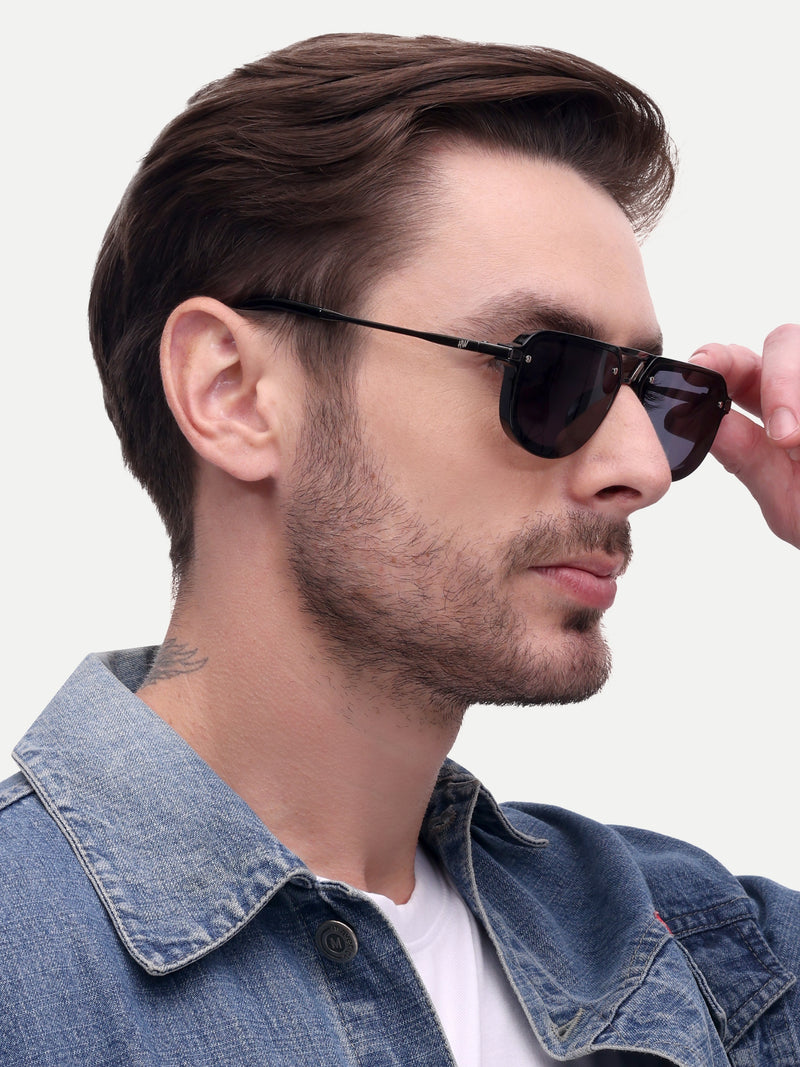 Silver black metal mens sunglasses