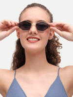 Black womens hexagon sunglasses