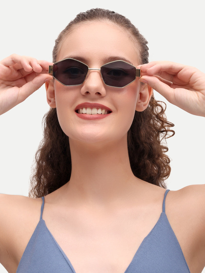 Black womens hexagon sunglasses