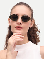 Womens hexagon green sunglasses