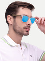 Transparent blue reflector wayfarer sunglasses