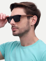 Black wood style wayfarer mens sunglasses