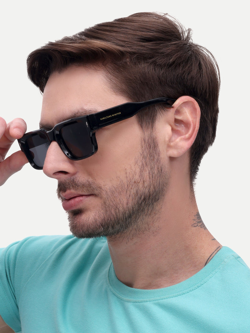 Black wayfarer mens sunglasses
