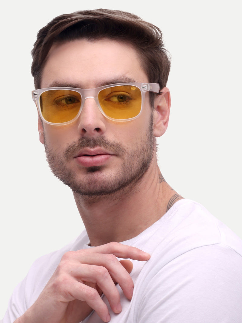 Yellow wayfarer mens sunglasses