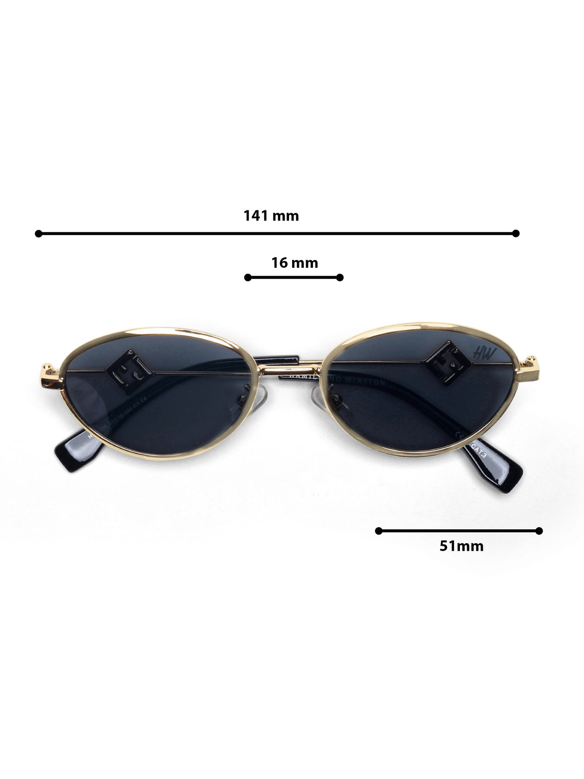 Luxy Gold Black Oval Women Sunglasses