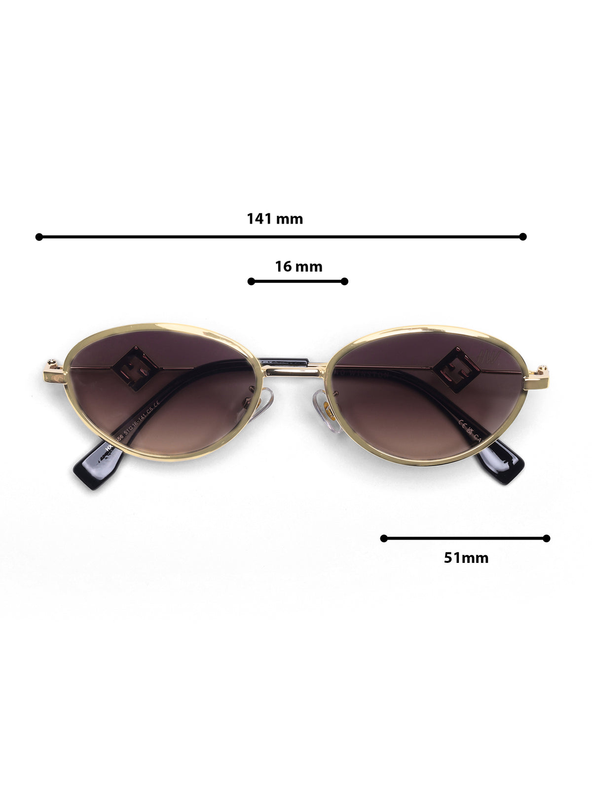 Luxy Gold Shade Brown Metallic Oval Women Sunglasses